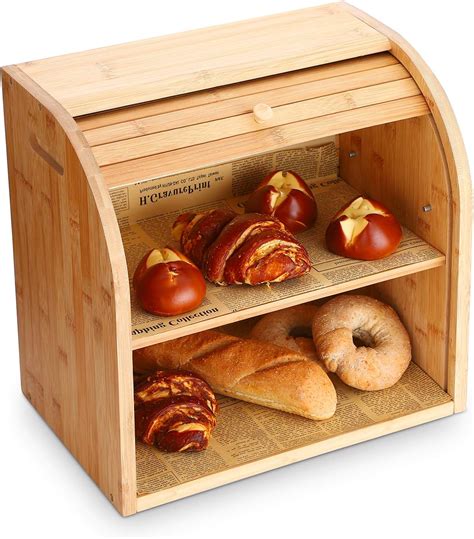 stainless steel and bamboo bread box|bamboo kitchen storage containers.